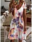 cheap Casual Dresses-Women&#039;s Mini Dress Casual Dress Floral Dress Black White Pink Floral Short Sleeve Summer Spring Print Basic V Neck Vacation Summer Dress 2023 S M L XL XXL 3XL