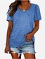 preiswerte Damenmode-Damen T Shirt Gefaltet Basic Solide / einfarbig Runden Sommer Regulär Schwarz Weiß Rosa Blau Khaki