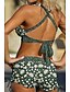 baratos Bikini-Roupa de banho feminina biquíni normal halter 2 peças impressão leopardo verde maiôs esportes beach wear verão