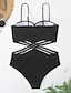 cheap One-Pieces-Women&#039;s Plain Black Monokini Swimsuit for Sports Beach Wear