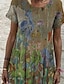 cheap Casual Dresses-Women&#039;s Maxi long Dress Swing Dress Green Blue Wine Short Sleeve Print Floral Round Neck Spring Summer Casual Vintage 2022 S M L XL XXL 3XL