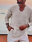 cheap Linen Shirts-Men&#039;s Casual Linen V Neck Shirt for Summer