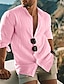 cheap Linen Shirts-Men&#039;s Long Sleeve Solid Linen Street Shirt