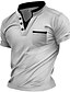 billige Short Sleeve-Herre Henley-skjorte Tee Top V-hals Vanlig Gade Ferierejse Frontlomme Kort Ærme Tøj Mode Designer Basale