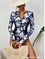 cheap Beach Dresses-Women&#039;s One Piece Swimsuit Swimwear Thermal Warm Quick Dry Stretchy Long Sleeve Front Zip - Swimming Surfing Water Sports Floral Autumn / Fall Spring Summer