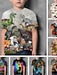 abordables Camisetas y camisas para niños-Niños Chico Camiseta Manga Corta Gris Impresión 3D Animal Diario Exterior Activo 4-12 años / Verano