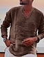 cheap Linen Shirts-Men&#039;s Casual Linen V Neck Shirt for Summer