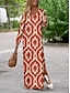 cheap Maxi Dresses-Women&#039;s Modern Geometric Print Satin Maxi Dress