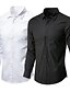 abordables Camisas de hombres-Hombre Camisa para Vestido Abotonar la camisa Camisa de cuello Negro Blanco Rosa Manga Larga Plano Cuello Primavera Otoño Boda Trabajo Ropa