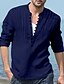 billige Casual Shirts-Mode SEO fransk titel  Mænds skjorteknapper op casual sommerskjorte strandskjorte sort hvid pink marineblå blå langærmet ensfarvet båndkrave daglig ferie flæser beklædning tøjstil designer casual