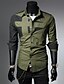 billige Herreskjorter-Herre Jakkesætsskjorter Button Up skjorte Skjorte med krave Militærgrøn. Sort Hvid Langærmet Farveblok Krave Forår Efterår Bryllup udendørs Tøj Patchwork