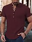 preiswerte Linen Shirts-Men&#039;s Linen Popover Shirt   Casual Plain V Neck