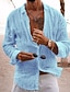 billige Long Sleeves-Herre Linskjorte Uformell skjorte Strandskjorte Skjorte med knapper Skjorter uten stopp عادي Strand Feriereise Svart Hvit Rosa Navyblå Langermet Knaphul Vår sommer Klær Grunnleggende
