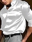 billige Casual Shirts-Herre Skjorte Button Up skjorte Casual skjorte Silkeskjorte i satin Sort Hvid Blå Rød Grøn Vanlig Langærmet Knaphul Daglig Ferierejse Tøj Mode Afslappet Bekvem