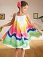 cheap Toddler Girls&#039; Dresses-Kids Girls&#039; Floral Patchwork Rainbow Swing Dress