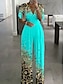 abordables Jumpsuits-Women&#039;s Print Jumpsuit   V Neck   Wide Leg   Bell Sleeves   Light Green  Pink  Royal Blue   S M L