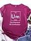economico T-shirts-Per donna maglietta Pop art Testo Alfabetico Con stampe Rotonda Essenziale Top 100% cotone Nero Vino Verde militare