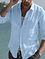 abordables Linen Shirts-Hombre Camisa camisa de lino Camisa de verano Ropa de playa Abotonar la camisa Negro Blanco Rosa Manga Larga Color sólido Cuello Primavera verano Casual Diario Ropa Abotonar