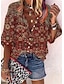 abordables Tops &amp; Blouses-Mujer Camisa Blusa Graphic Casual Botón Estampado Rosa Manga Larga Básico Escote en Pico Primavera Otoño