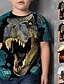 baratos Camisetas Para Meninos-Infantil Para Meninos Camisa Camiseta Manga Curta Dinossauro Impressão 3D Estampa Colorida Animal Crewneck Secagem Rápida Azul Amarelo Cáqui Crianças Blusas Verão Básico Moda de Rua Casual 3-12 anos