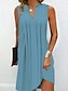 preiswerte Dresses-Damen Casual kleid Minikleid Rüschen Täglich Verabredung Basic Modern V Ausschnitt Ärmellos Schwarz Weiß Blau Farbe