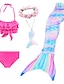 billige Badetøj til piger-børn piger bikini 5stk badedragt havfrue hale badetøj cosplay regnbue halter print lilla rødmende lyserød fest kostumer prinsesse badedragter