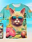 preiswerte Maßgeschneiderte Kinderkleidung-Jungen 3D Tier Drache T-Shirt Kurzarm 3D-Druck Sommer Aktiv Polyester kinderkleidung 4-12 Jahre Regular Fit
