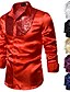 cheap Best Sellers-Men&#039;s Shirt Prom Shirt Collar Classic Collar Solid Colored White Black Blue Purple Gold Long Sleeve Sequins Performance Club Tops Basic Sexy