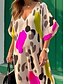 cheap Maxi Dresses-Leopard Print Women&#039;s Maxi Dress V Neck Loose Fit