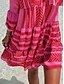 billige Boheme-inspirerede kjoler-Dame Chiffon Trykt mønster Split hals Mini kjole Tropisk Daglig Ferierejse Langærmet Sommer Forår