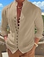 cheap Linen Shirts-Men&#039;s Casual Linen Shirt with Band Collar