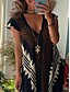 cheap Dresses-Women&#039;s Modern Geometric Striped Mesh Maxi Dress