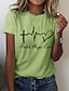 billige T-skjorte-Dame T skjorte Bomull 100 % bomull Hjerte Bokstaver Trykt mønster Avslappet Helg Grunnleggende Kortermet Rund hals Hvit