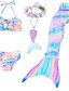 preiswerte Badebekleidung für Mädchen-Kinder Mädchen Bikiniset Badeanzug Meerjungfrau Schwanz Bademode Cosplay Regenbogen Print Lila Rosa Party-Outfits Prinzessin Badeanzüge