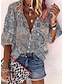 abordables Tops &amp; Blouses-Mujer Camisa Blusa Graphic Casual Botón Estampado Rosa Manga Larga Básico Escote en Pico Primavera Otoño