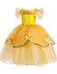 cheap Girls&#039; Dresses-Kids Little Girls&#039; Dress Cartoon Layered Ruched Lace Yellow Maxi Short Sleeve Cute Dresses Regular Fit