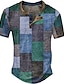 cheap Short Sleeve-Stylish Vintage Men&#039;s Graphic Plaid Waffle Henley Shirt