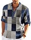 cheap Linen Shirts-Casual Geometric Print Stand Collar Shirt