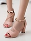 cheap Sandals-Classic Suede Block Heel Sandals with Ankle Strap