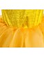 baratos Vestidos para Meninas-Infantil Pouco Para Meninas Vestido Desenho Animado Multi Camadas Franzido Renda Amarelo Longo Manga Curta Estilo bonito Vestidos Normal