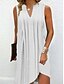 baratos Dresses-Mulheres Vestido casual Minivestido Franzido Diário Encontro Básico Moderno Decote V Sem Manga Preto Branco Azul Cor