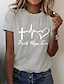 economico T-Shirt-Per donna maglietta 100% cotone Con cuori Alfabetico Stampa Informale Fine settimana Essenziale Manica corta Rotonda Bianco