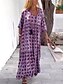 abordables Robes Maxi-Femme Robe casual Imprimer Col V Robe longue maxi du quotidien Vacances Manches 3/4 Eté Printemps