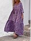 cheap Maxi Dresses-Women&#039;s Geometric V Neck Loose Maxi Dress