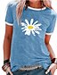 cheap Women&#039;s T-shirts-Women&#039;s T shirt Floral Theme Daisy Floral Flower Daisy Round Neck Print Basic Tops Blue Purple Yellow