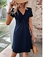 preiswerte Minikleider-Damen Casual kleid Minikleid Hauptstadt Knoten vorne Täglich Verabredung Elegant Vintage V Ausschnitt Kurzarm Rosa Marineblau Farbe