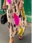 cheap Maxi Dresses-Leopard Print Women&#039;s Maxi Dress V Neck Loose Fit