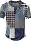 billige Short Sleeve-Herre Vaffel Henley skjorte Grafisk Ternet Farveblok Henley Tøj 3D-udskrivning udendørs Daglig Kortærmet Knap Årgang Mode Designer Stilfuld