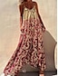 cheap Maxi Dresses-Floral Print Maxi Swing Dress for Women
