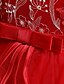 billige Babykjoler-børne lille piger festkjole ensfarvet lagdelte kjole mesh patchwork sløjfe blå rød rødmende lyserød knælang ærmeløs basissød kjoler almindelig pasform 2-10 år